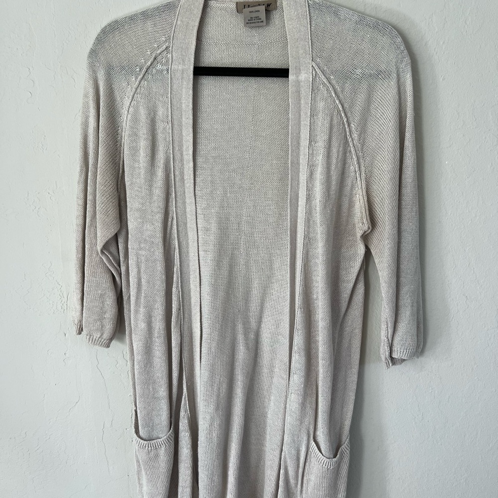 Jigsaw 100% linen Cream Open-Front Sweater